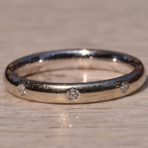 Benchmark Signed White Gold Natural Diamond Stackable Band - Picture 2 of 7